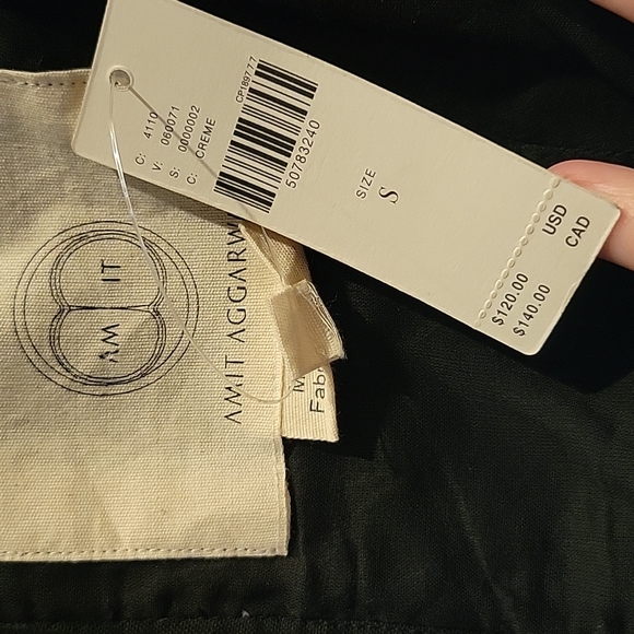 NWT Amit Aggarwal Olivia Embroidered linen Cotton Button Back Tank Black Small - Picture 4 of 4